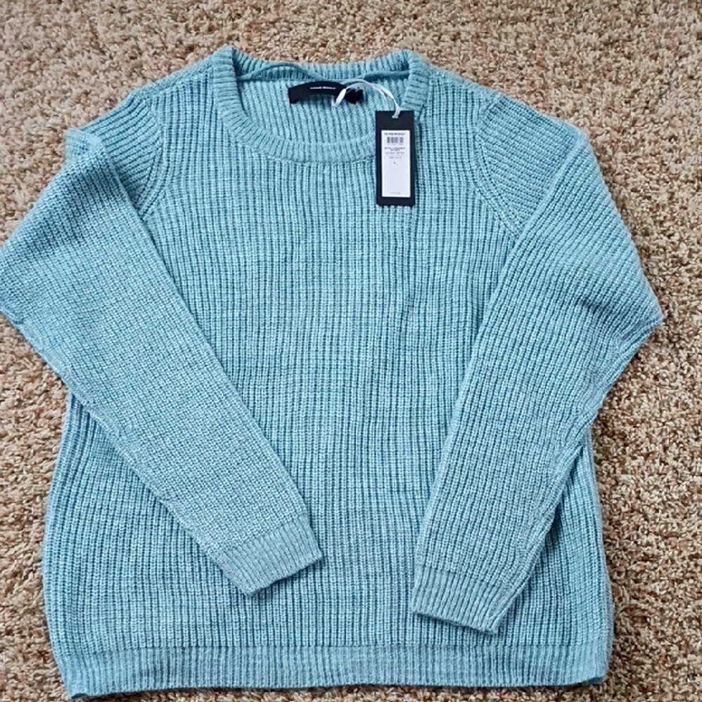 Women’s Ribbed Crewneck Sweater in Light Blue